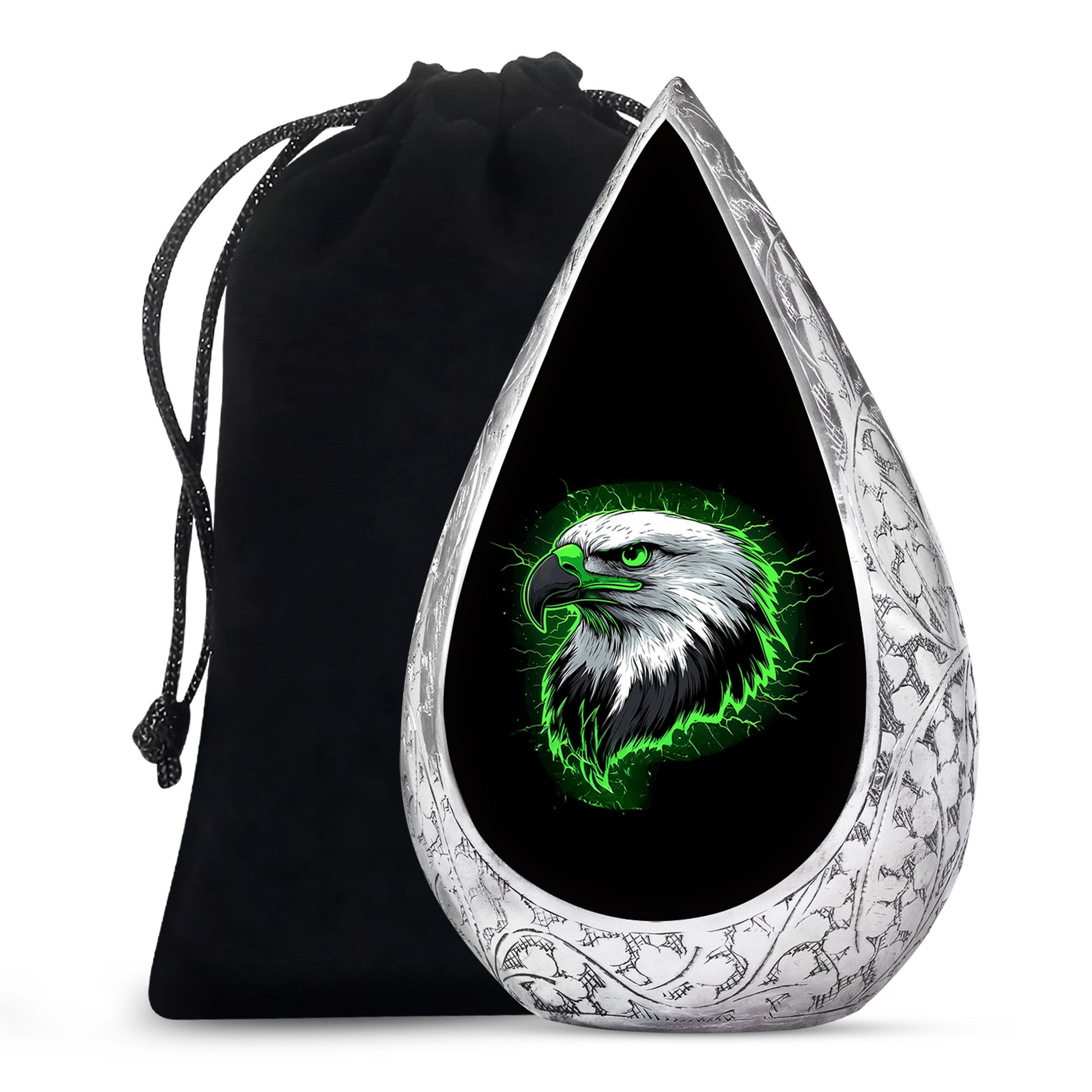 Neon Green Artistic Eagle Urn For Funeral - Large Urn For Adult Male