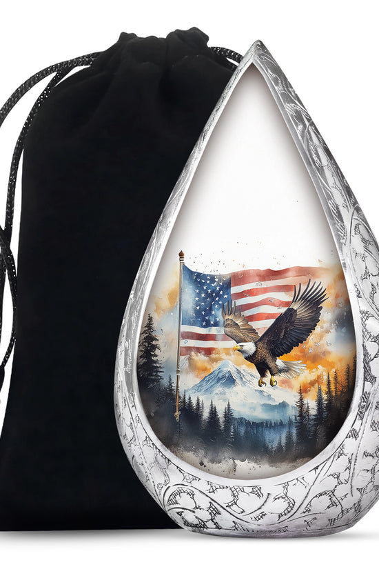 Patriotic Eagle Urn For Men - American Flag Cremation Urn For Sale