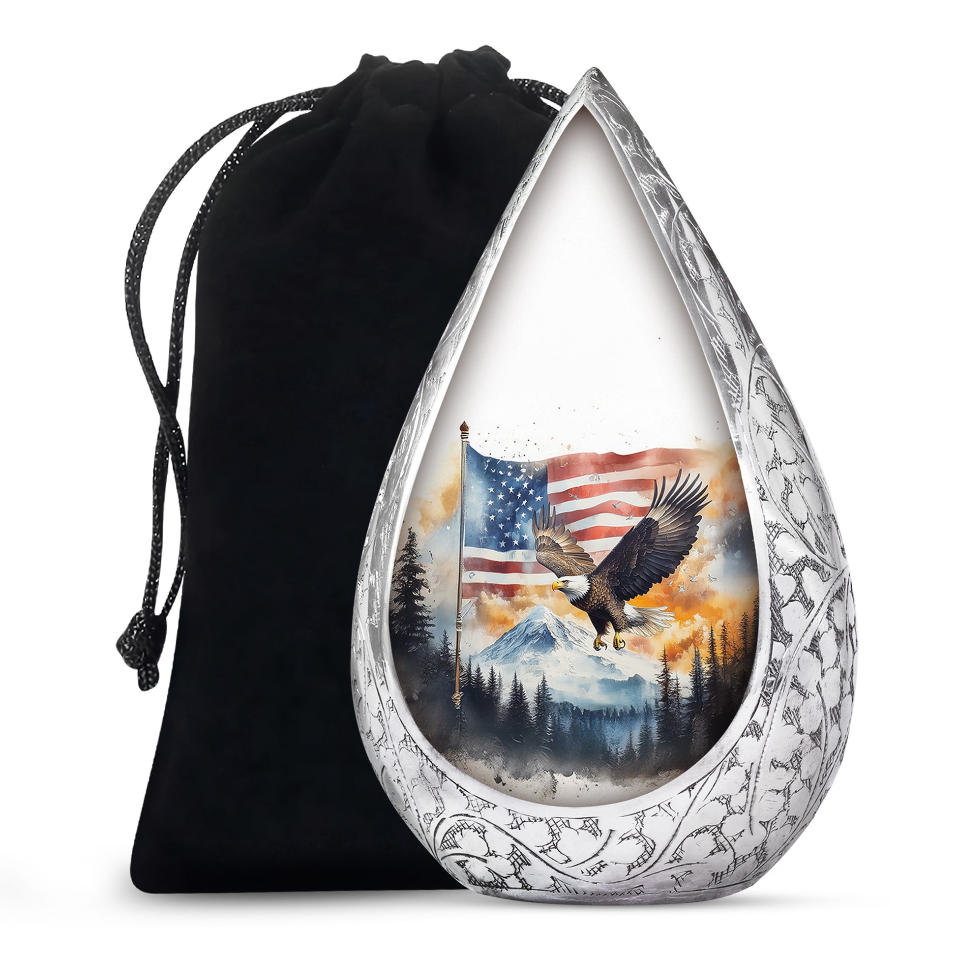 Patriotic Eagle Urn For Men - American Flag Cremation Urn For Sale