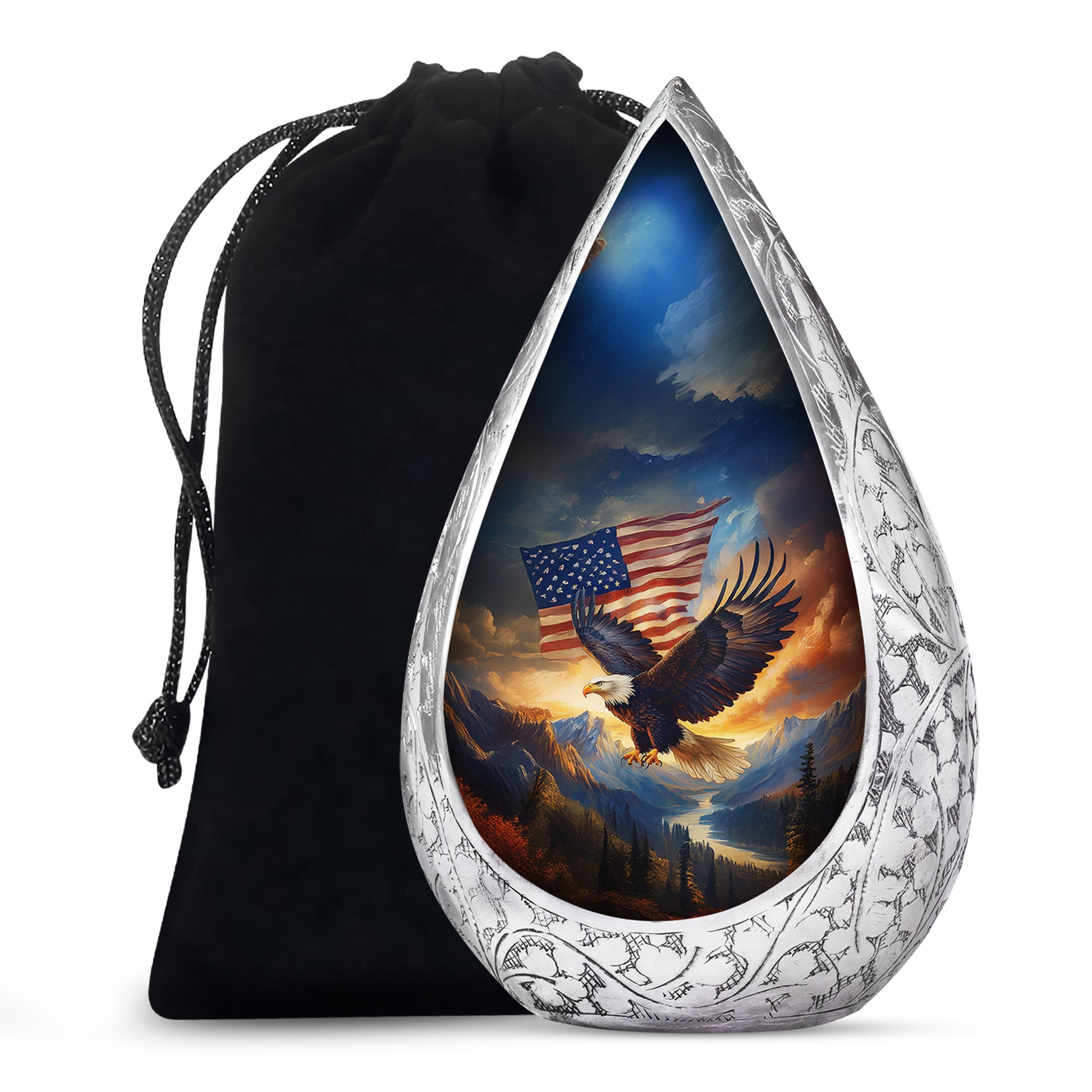 Military Memorial Urn - Bald Eagle Memorial Urn For Loved Ones