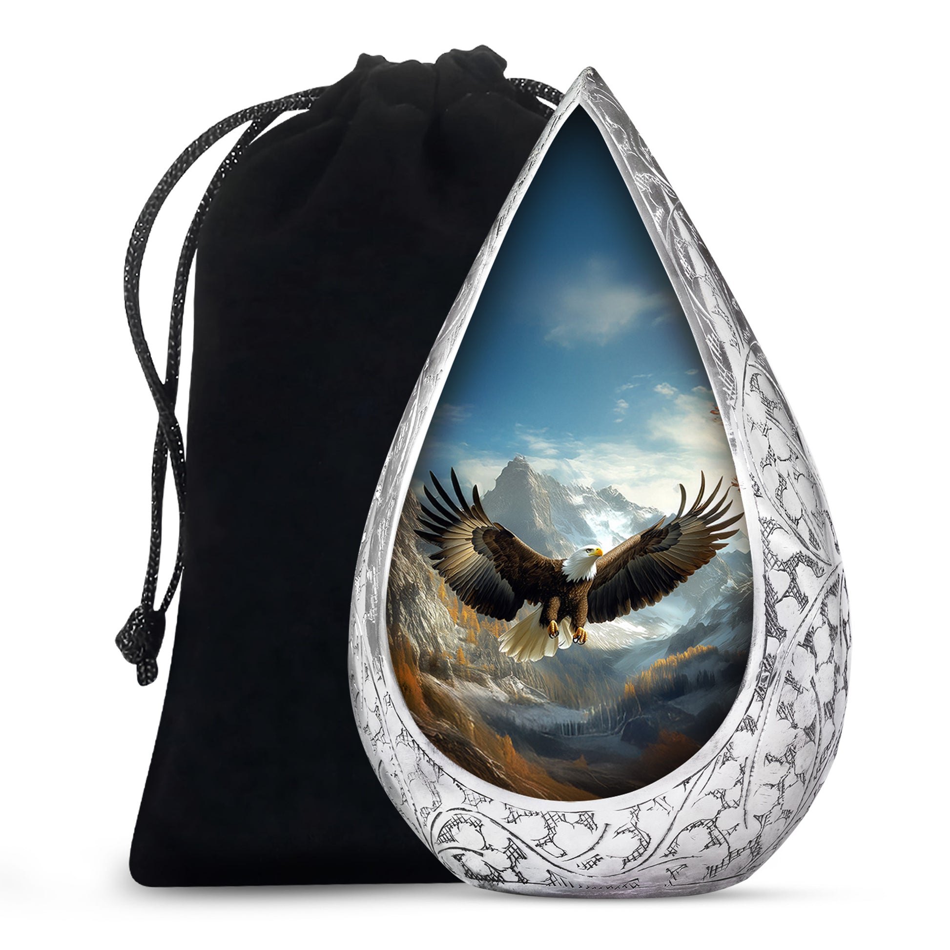 Majestic Eagle Cremation Urn - Scenic Mountain Memorial Urn For Burial