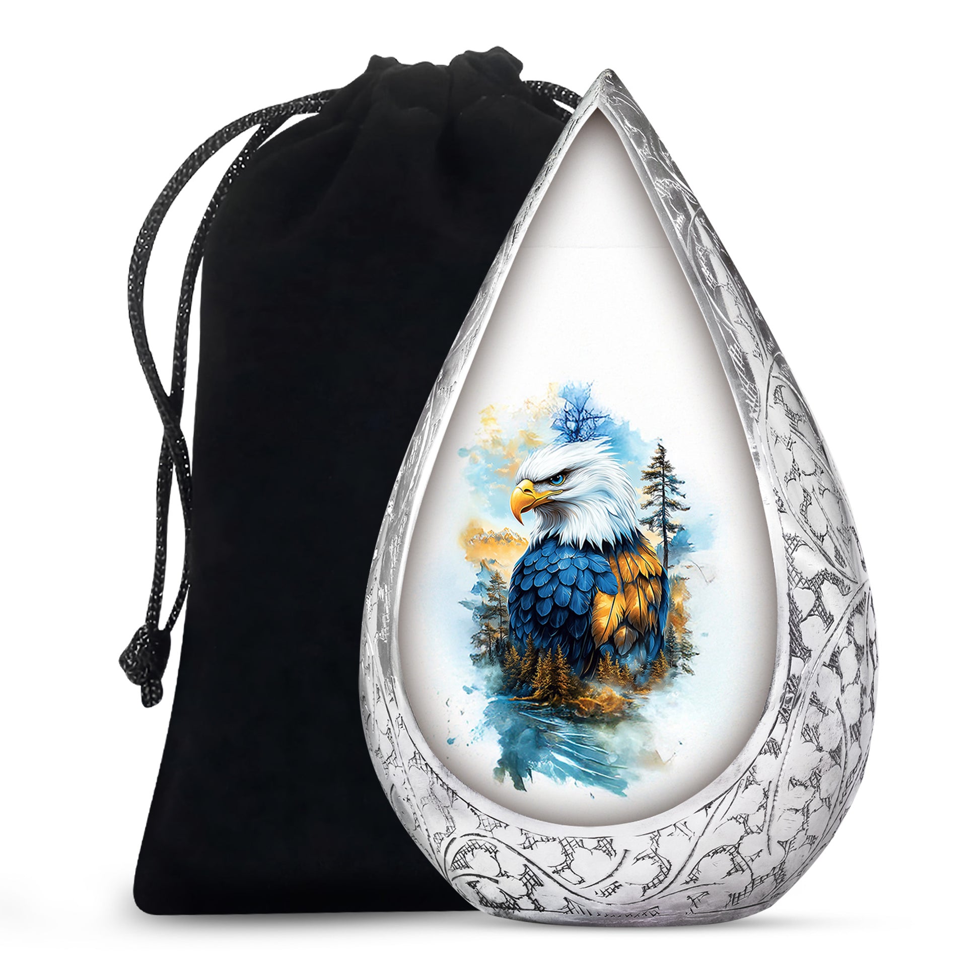 White Eagle Cremation Urn - Aluminium Memorial Urn For Loved Ones