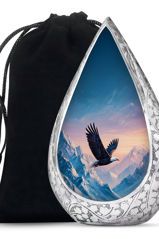Bald Eagle Memorial Urn - Beautiful Snow Mountain Cremation Urn For Loved Ones