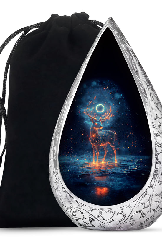 Deer Spirit Cremation Urn - Night Forest Memorial Urn For Adults