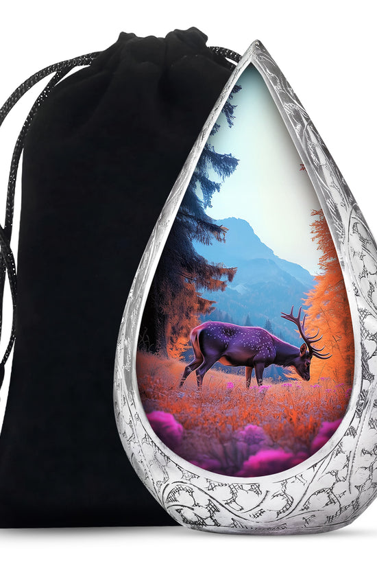 Deer Cremation Urn - Mountain Forest Memorial Urn For Loved Ones