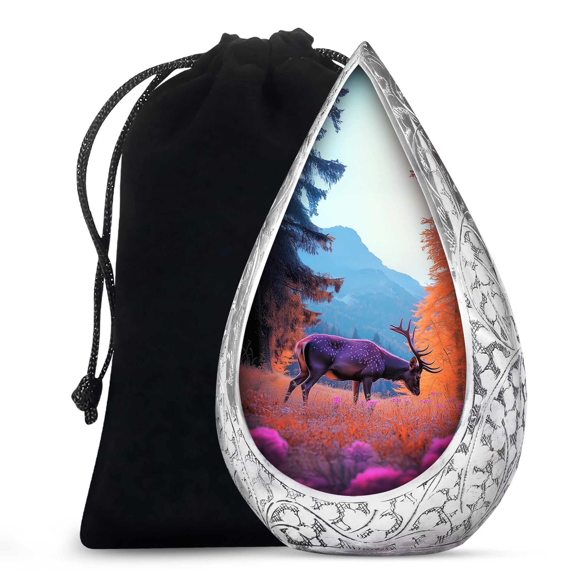Deer Cremation Urn - Mountain Forest Memorial Urn For Loved Ones