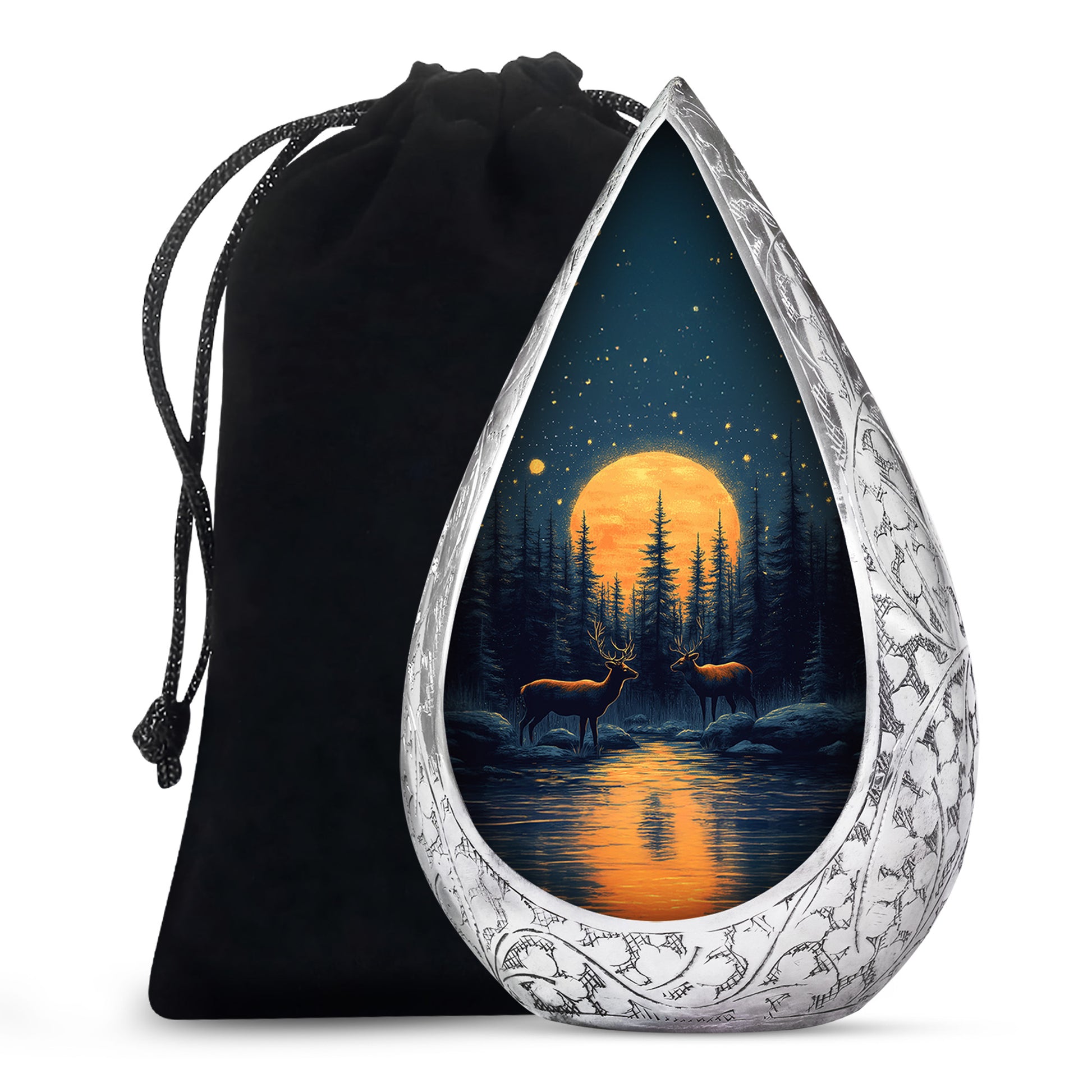 Moonlight Memorial Urn - Deer Forest Cremation Urn For Dad & Mom