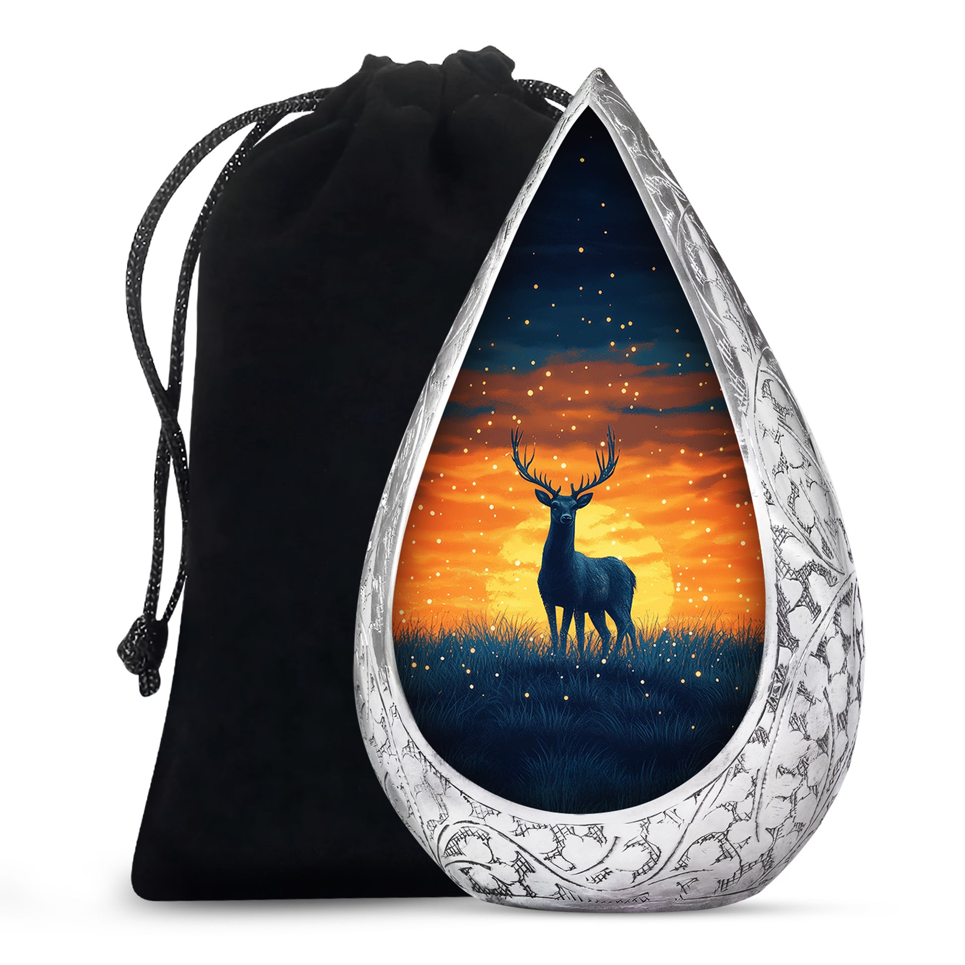 Sunset Deer Cremation Urn - Artistic Funeral Urn For Human Ashes