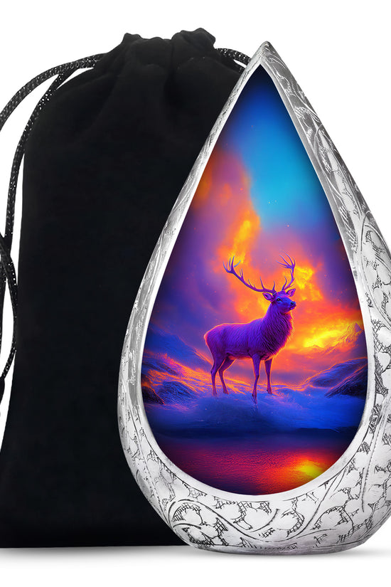 Beautiful Moose Memorial Urn - Purple Cremation Urn For Male & Female