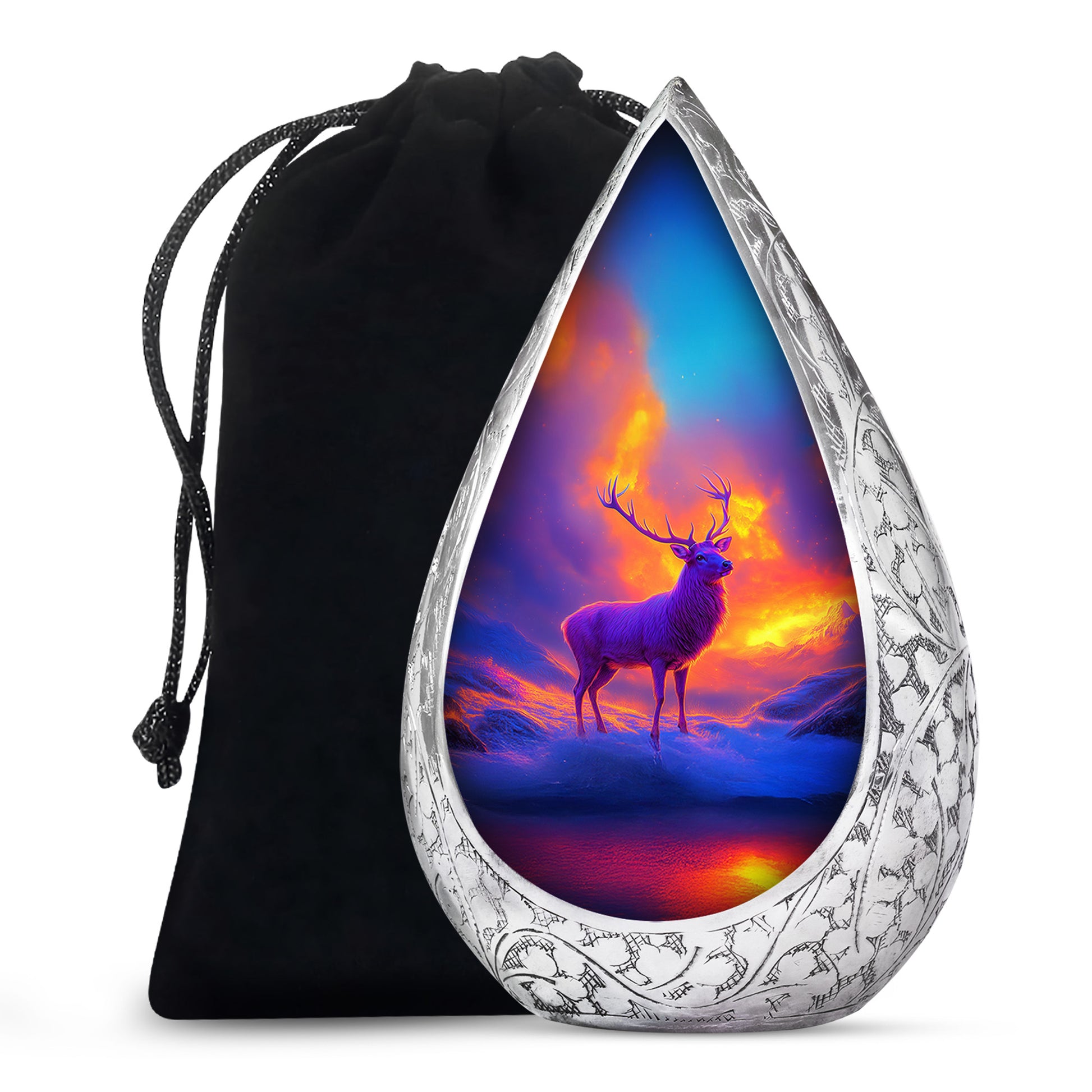 Beautiful Moose Memorial Urn - Purple Cremation Urn For Male & Female