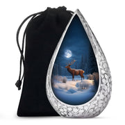 Moonlight Deer Cremation Urn - Winter Memorial Urn For Father & Mother