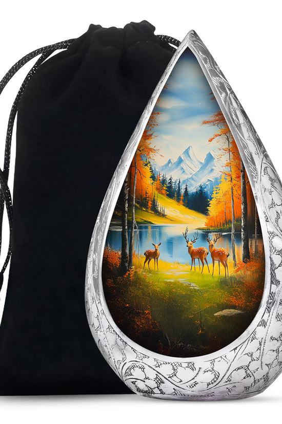 Deer Family Memorial Urn - Artistic Mountain Urn For Male & Female