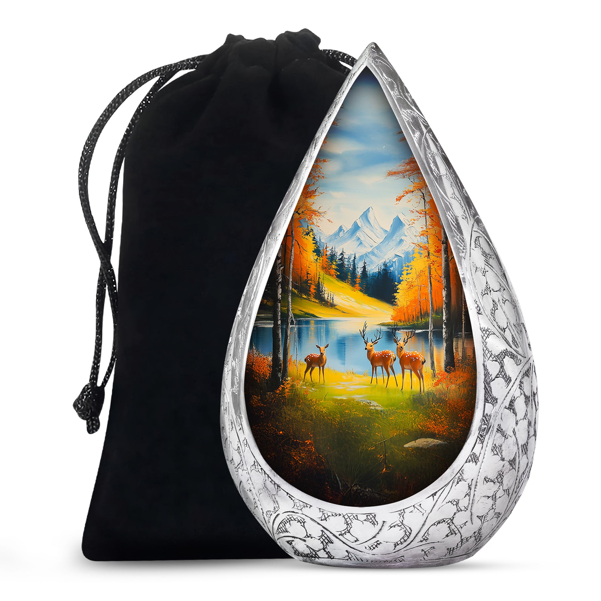Deer Family Memorial Urn - Artistic Mountain Urn For Male & Female