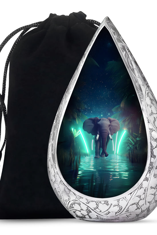 Glowing Elephant Cremation Urn - Forest Memorial Urn For Adults