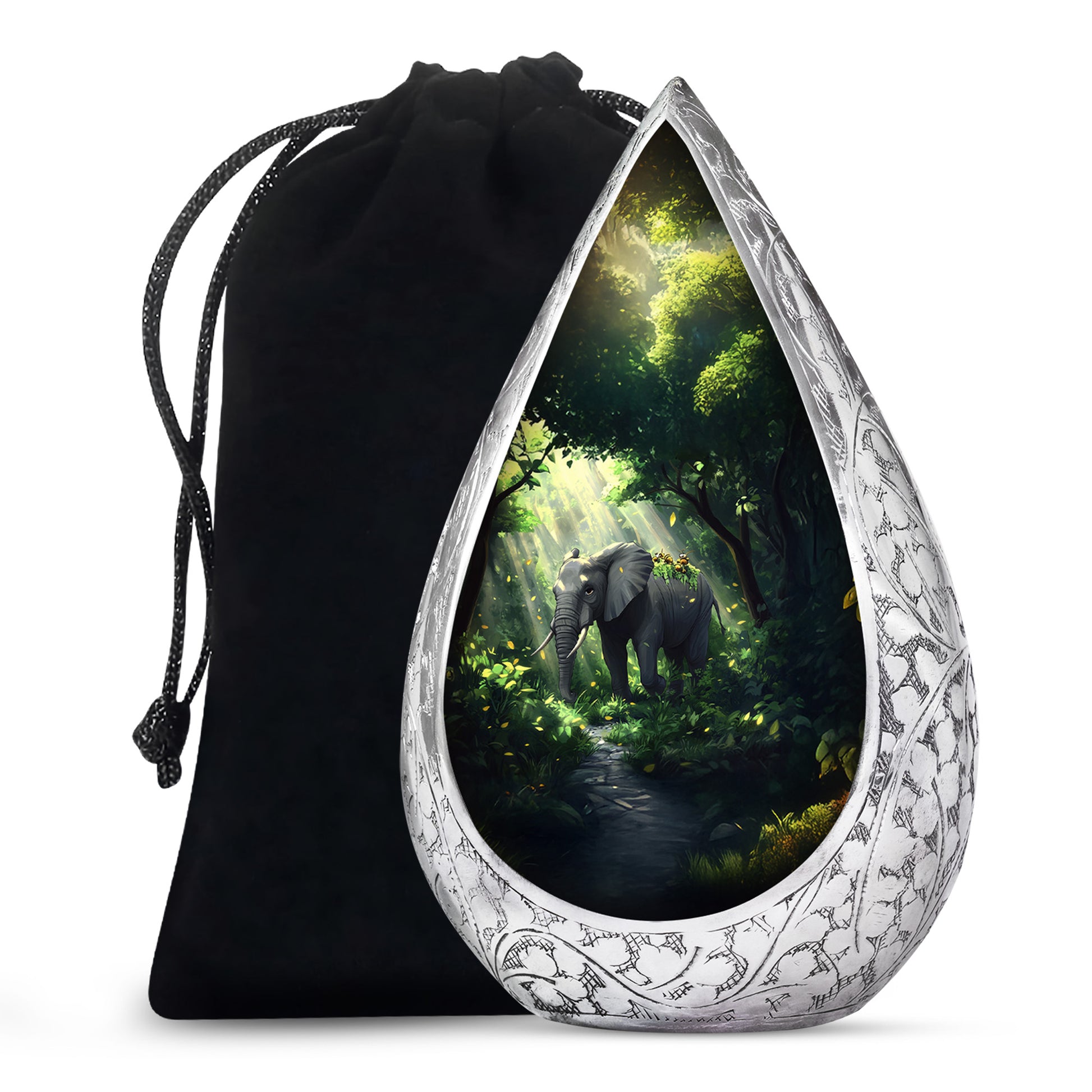 Jungle Journey Elephant Cremation Urn - Wildlife Tribute Memorial Urn For Adults