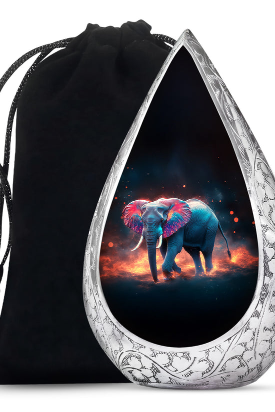 Cosmic Elephant Urn Memorial For Men - Galaxy Urn For Funeral