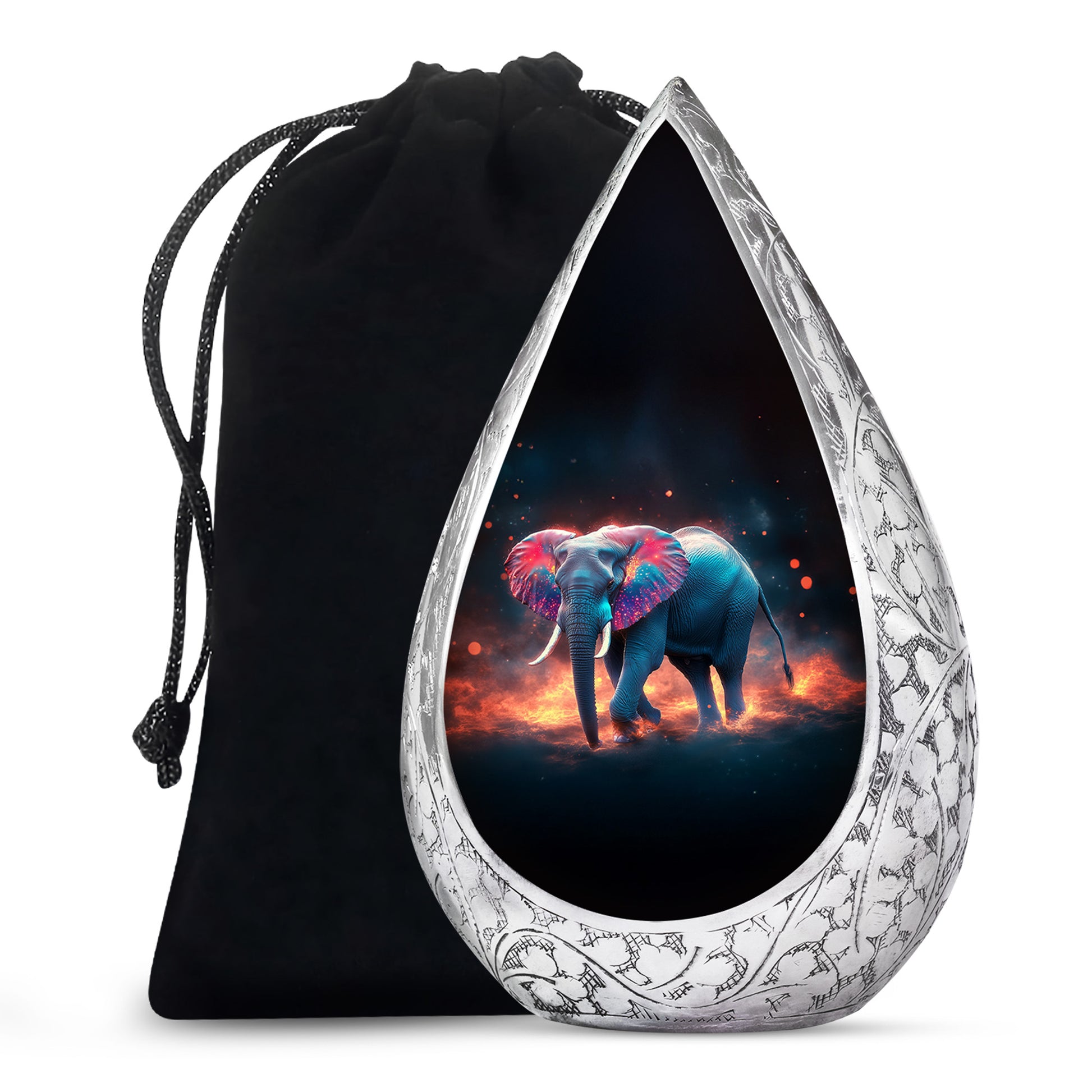 Cosmic Elephant Urn Memorial For Men - Galaxy Urn For Funeral