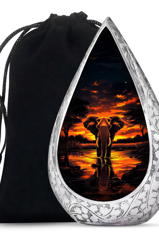 Sunset Elephant Burial Urn For Ashes - Cremation Urn For Men & Women