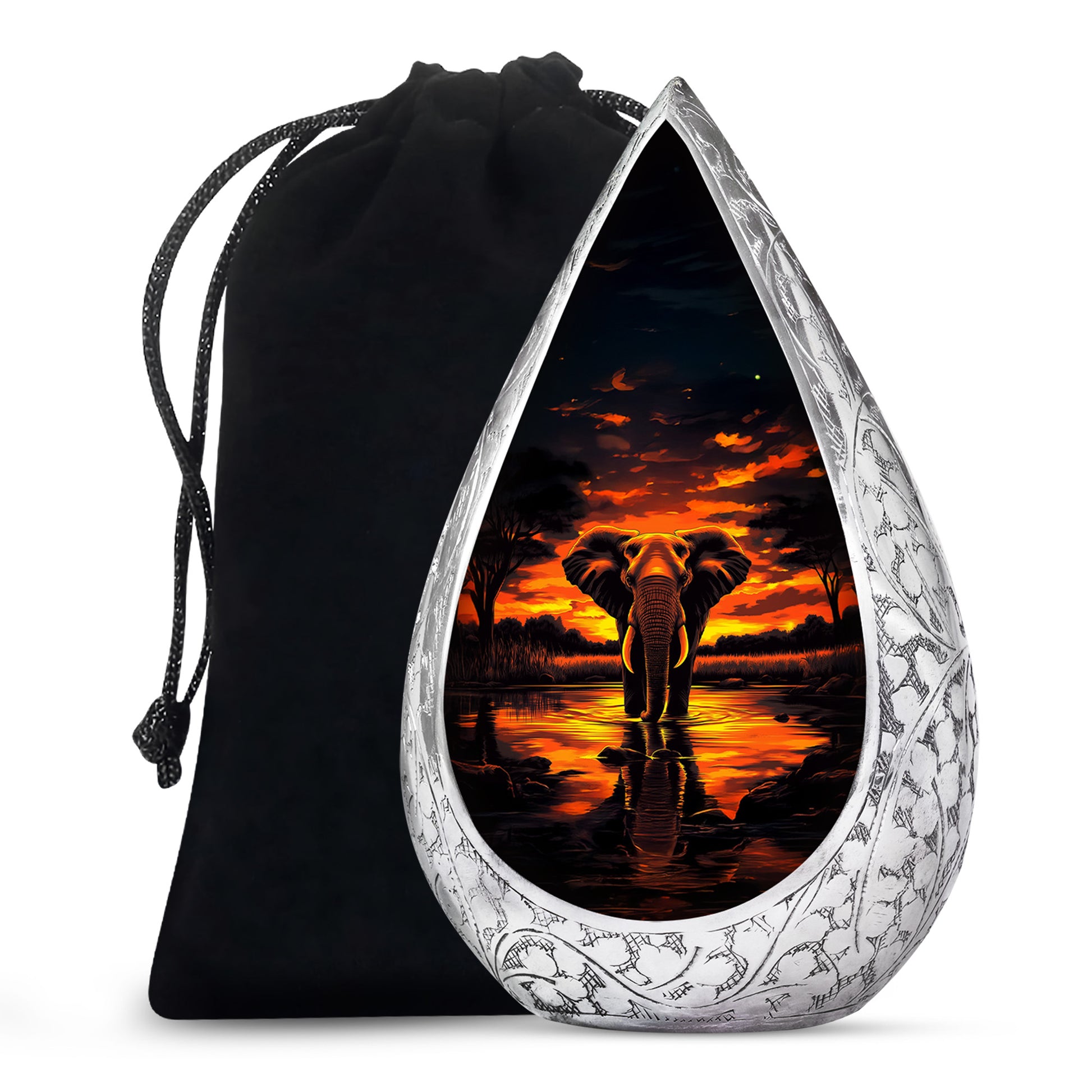 Sunset Elephant Burial Urn For Ashes - Cremation Urn For Men & Women