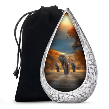 Elephant Memorial Ashes Urn For Dad - Elephant Family Cremation Urn