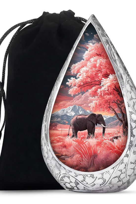 Elephant Cremation Urn - Pink Nature Memorial Urn For Human Ashes