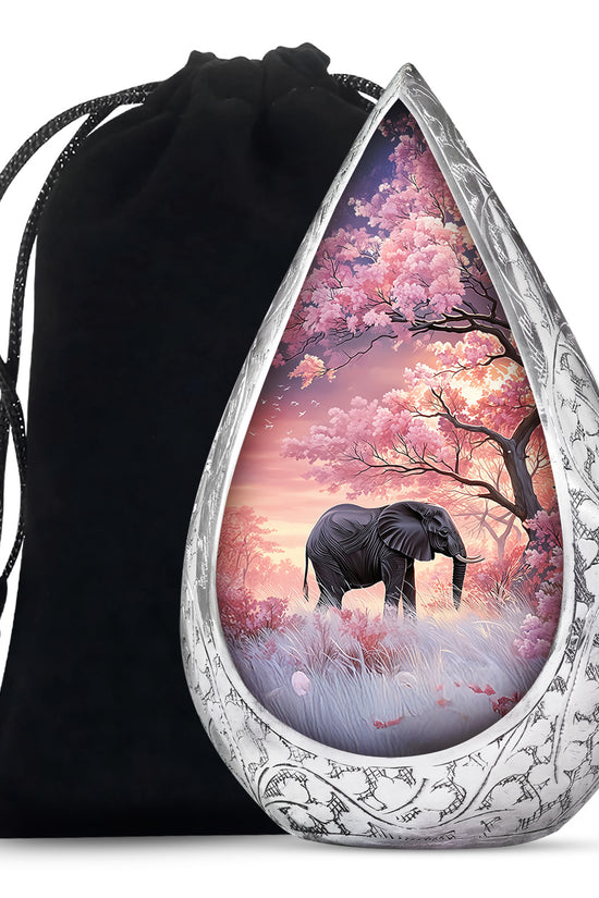 Nature Elephant Memorial Urn - Cherry Blossom Funeral Urn For Male & Female