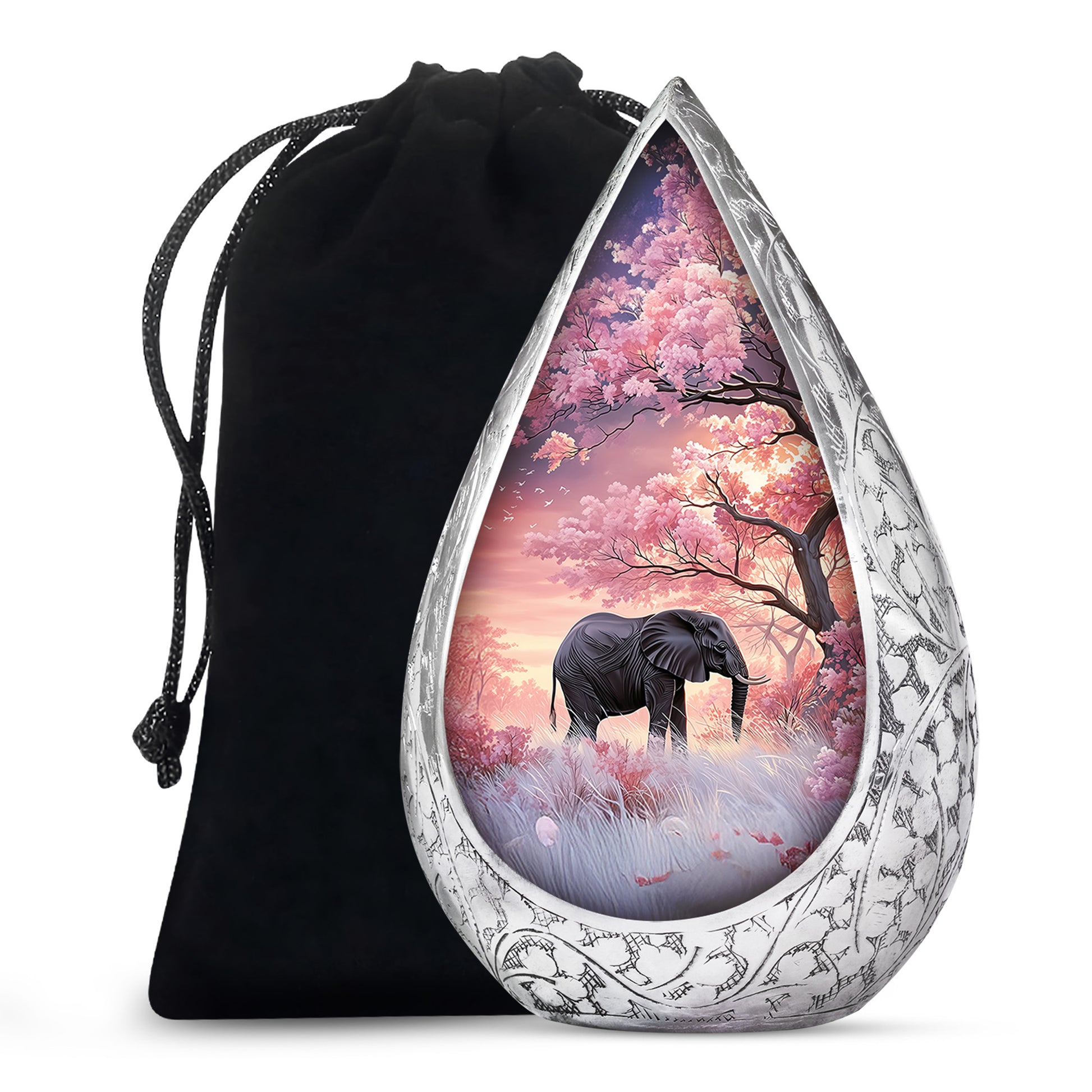 Nature Elephant Memorial Urn - Cherry Blossom Funeral Urn For Male & Female