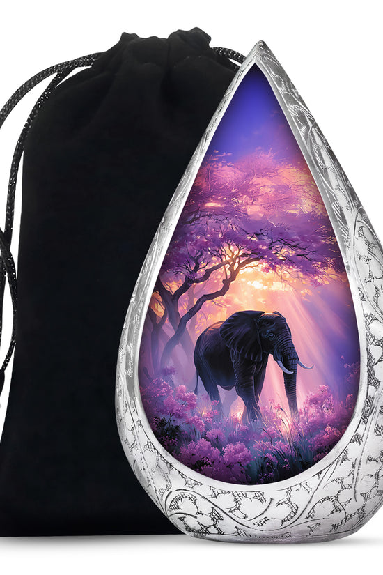 Elegant Elephant Funeral Urn - Purple Memorial Urn For Adult Ashes