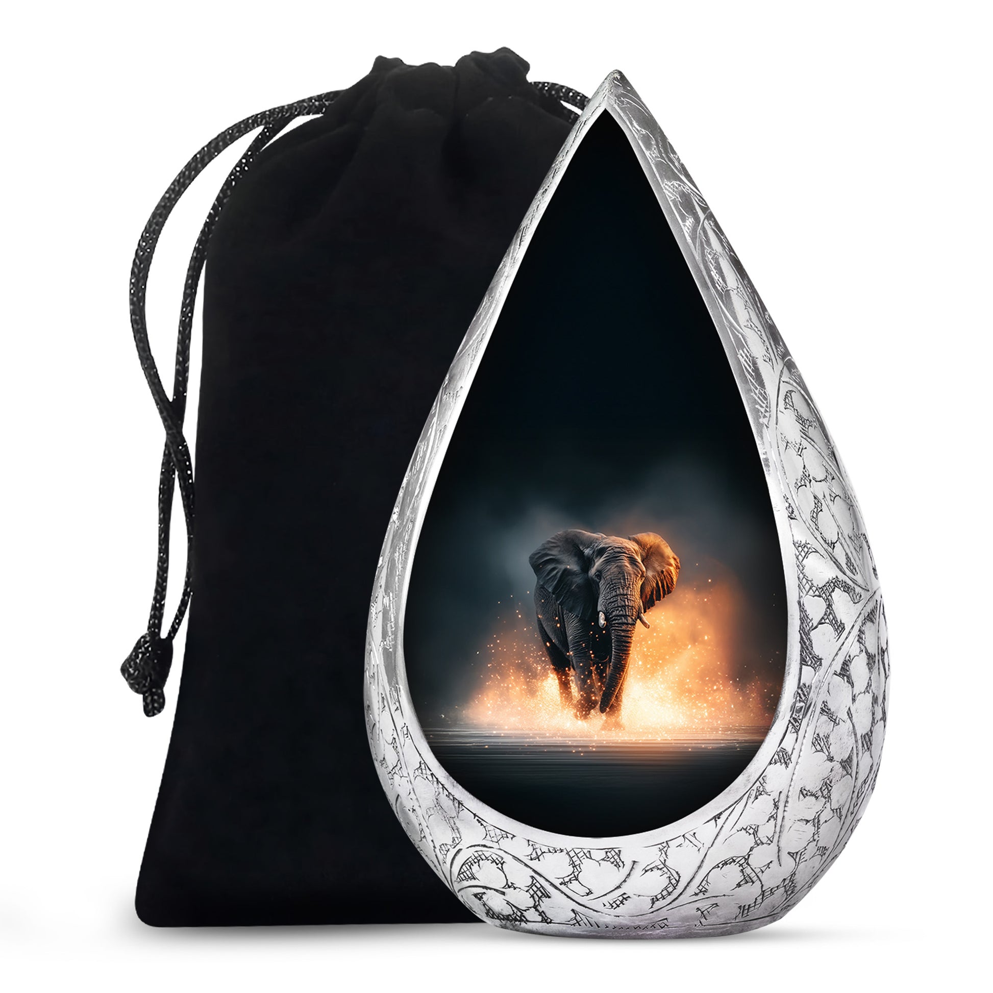 Black Cremation Urn for Ashes - Elephant Funeral Urn For Loved Ones
