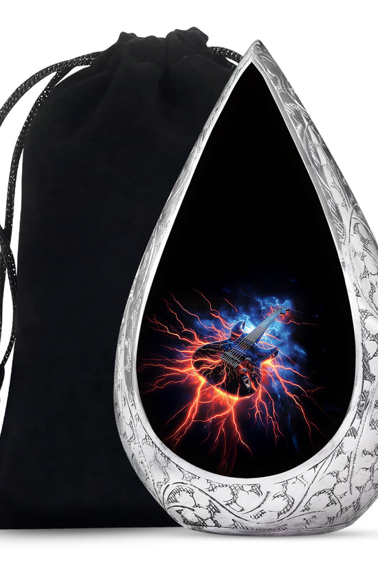 Black Guitar Funeral Urn - Unique Decor Memorial Containers For Ashes