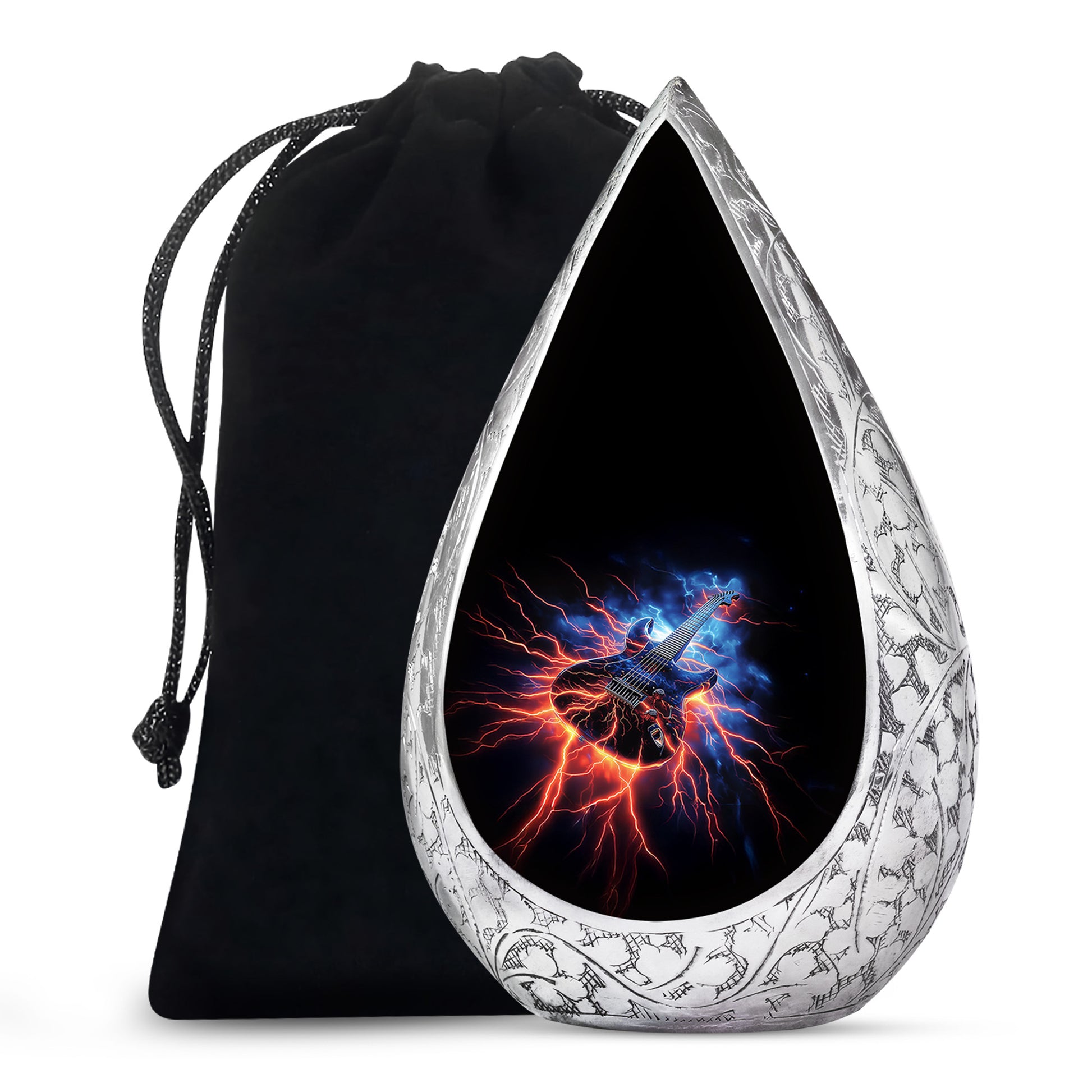 Black Guitar Funeral Urn - Unique Decor Memorial Containers For Ashes