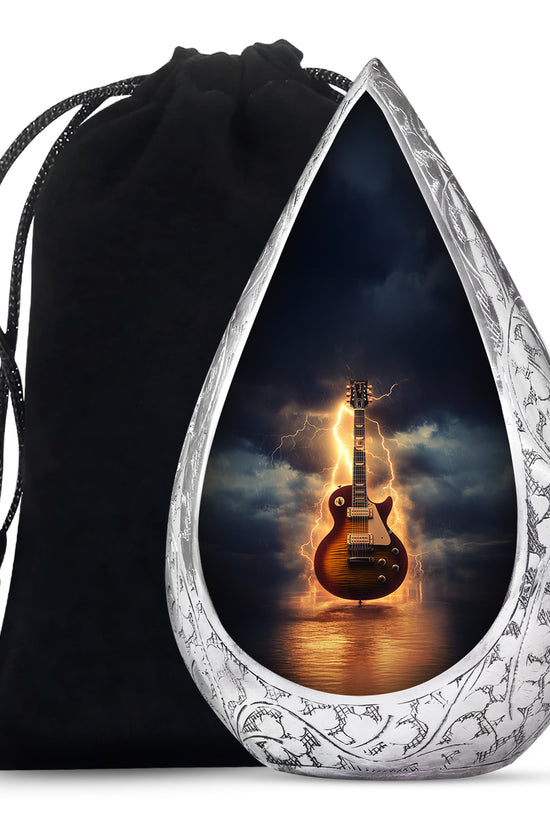Guitar Themed Memorial Urn - Large Burial Urns For Musicians Ashes