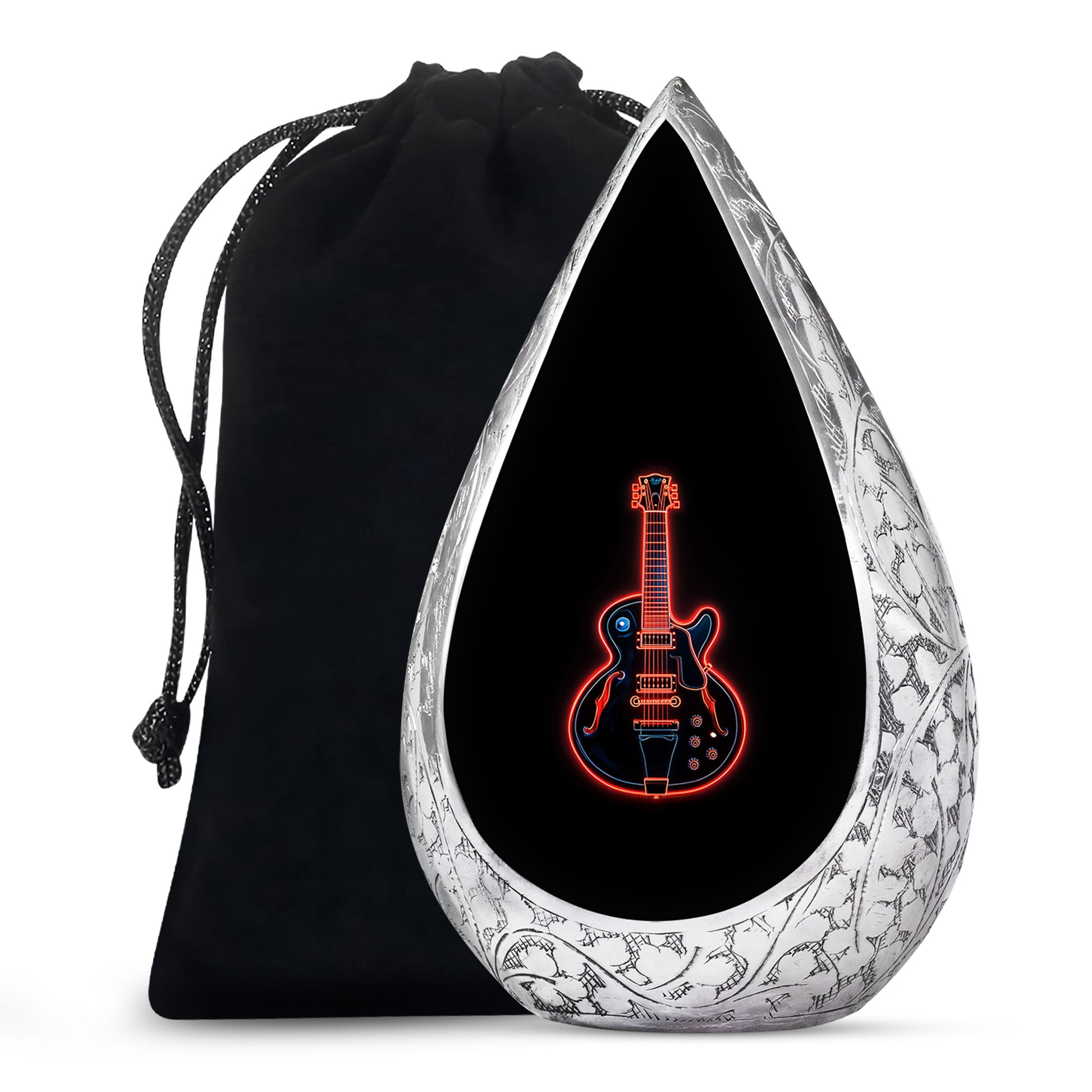 Black Guitar Memorial Urn - Artistic Funeral Urns For Women Ashes