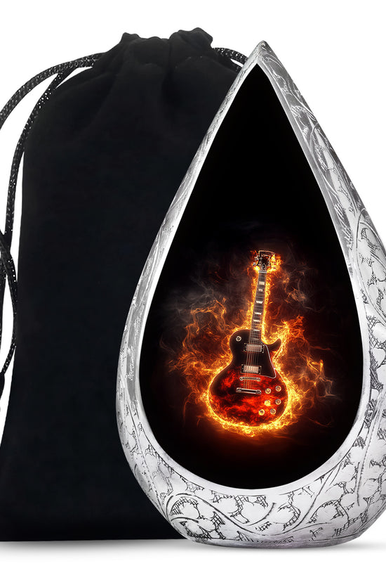 Flaming Guitar Themed Urn - A Peaceful Tribute Urn For Music Lovers