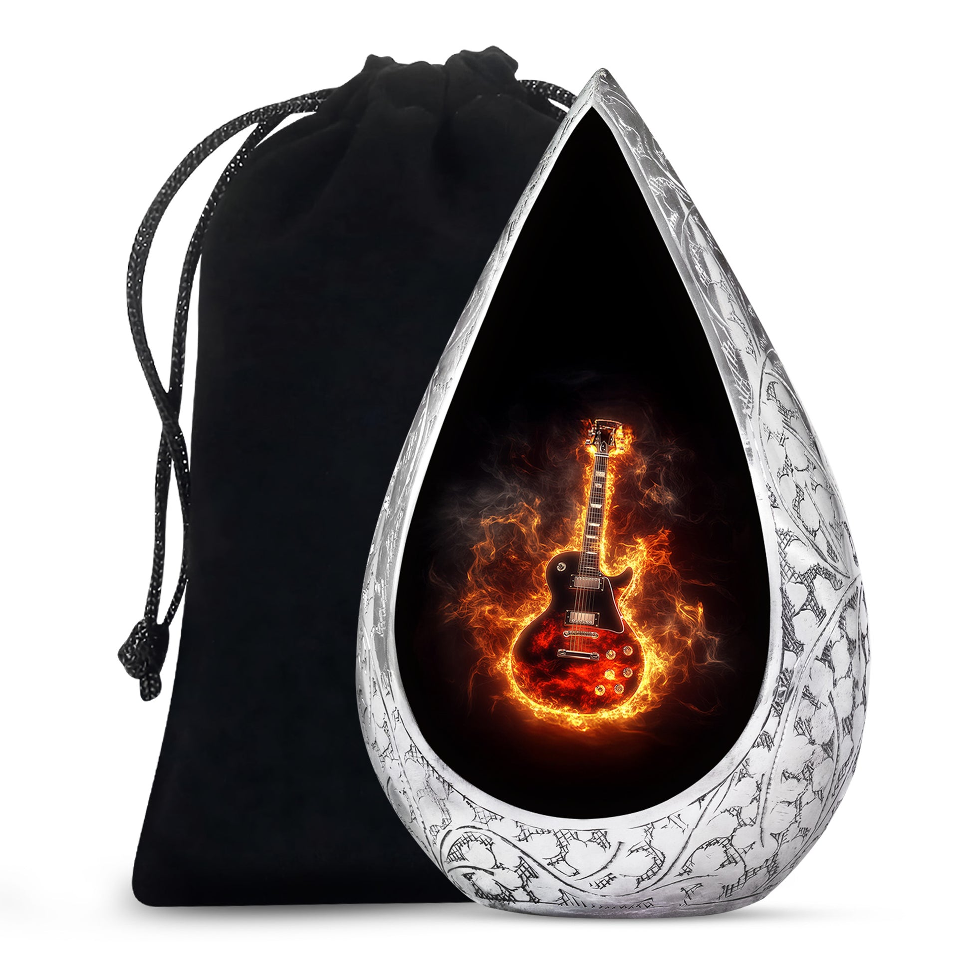 Flaming Guitar Themed Urn - A Peaceful Tribute Urn For Music Lovers