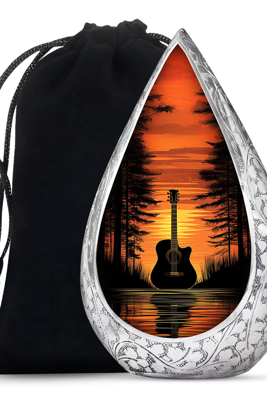 Sunset Black Guitar Urn - Personalized Funeral Urns For Human Ashes