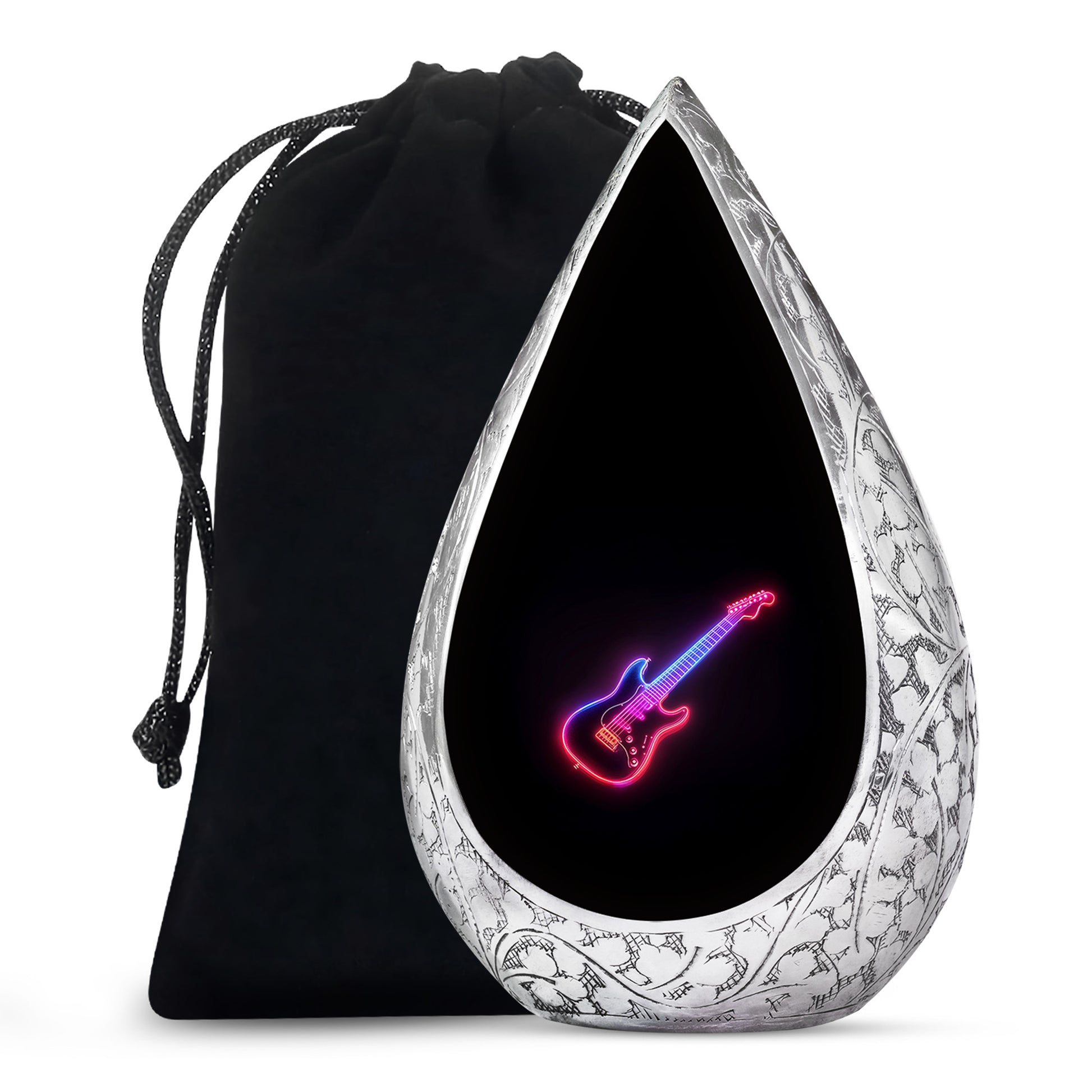 Electric Guitar Memorial Urn For Men - Neon themed Cremation Urn For Ashes