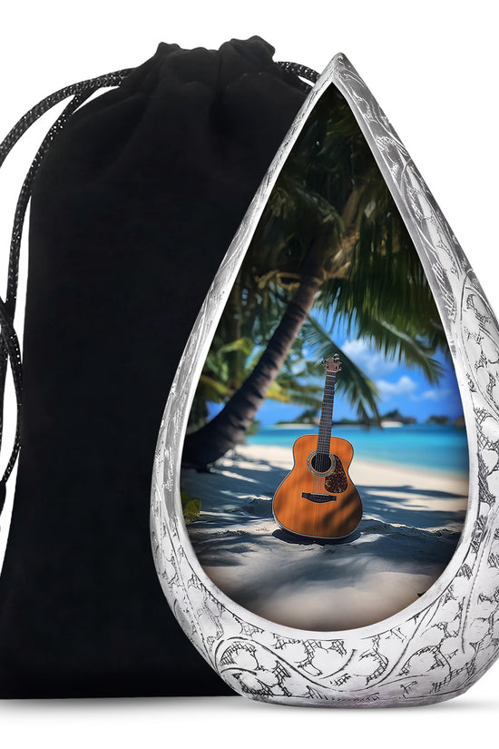 Beach Guitar Cremation Urn - Memorial Urn for Adult Male & Female
