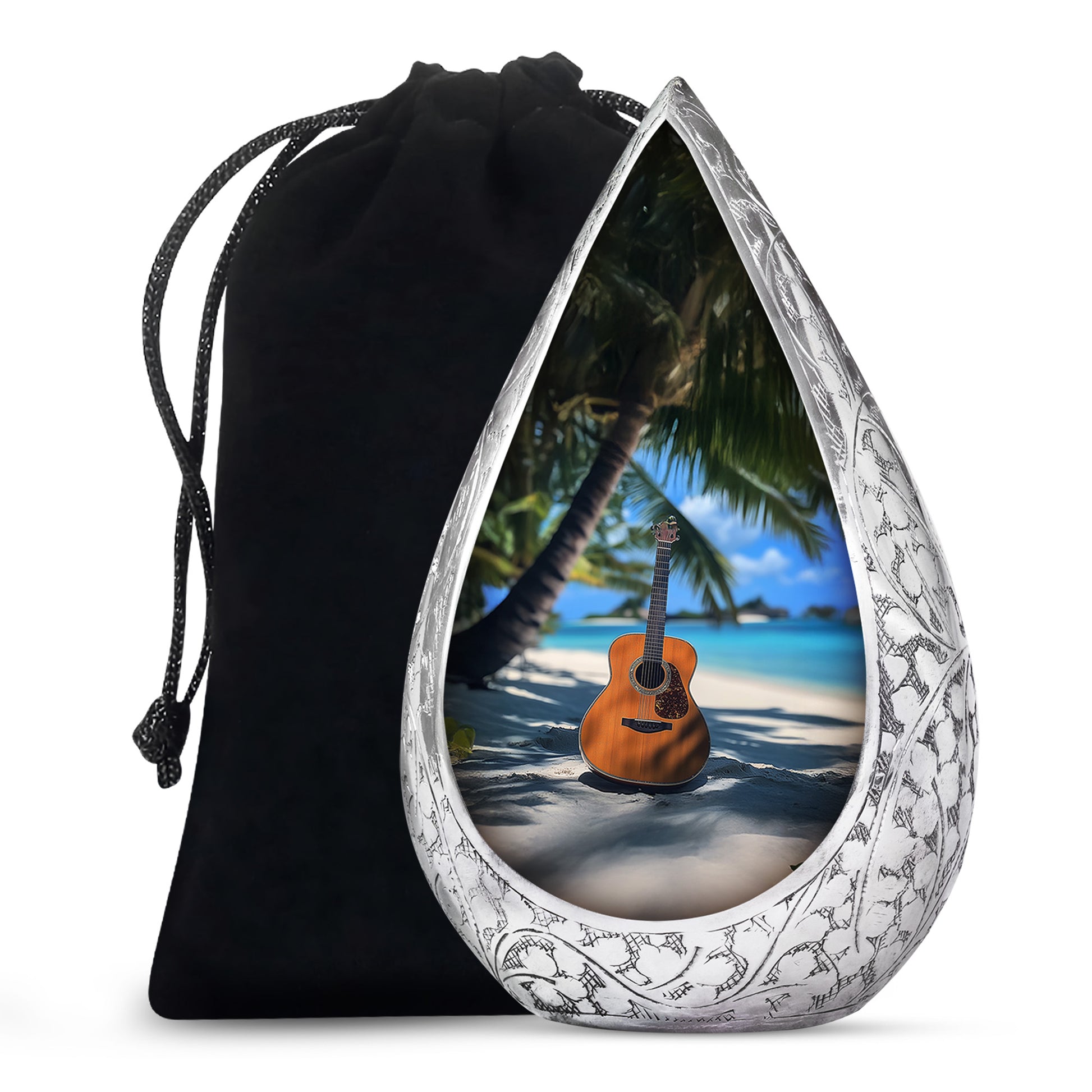 Beach Guitar Cremation Urn - Memorial Urn for Adult Male & Female