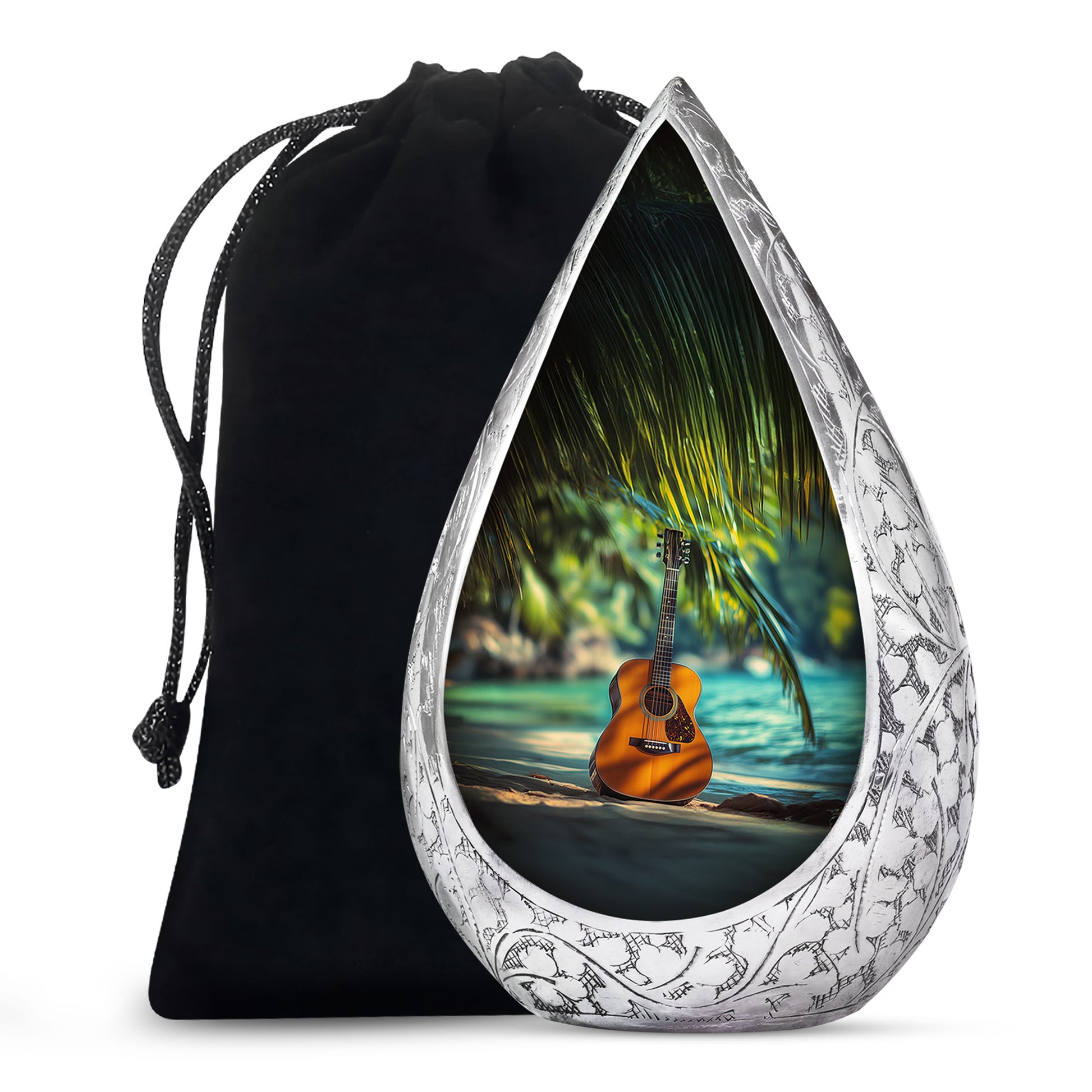 Ocean Guitar Urns -Tropical Cremation Memorial Urn For Loved Ones