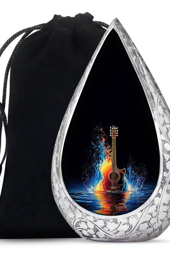 Fire & Water Cremation Guitar Urn - Artistic Funeral Urn For Human ashes