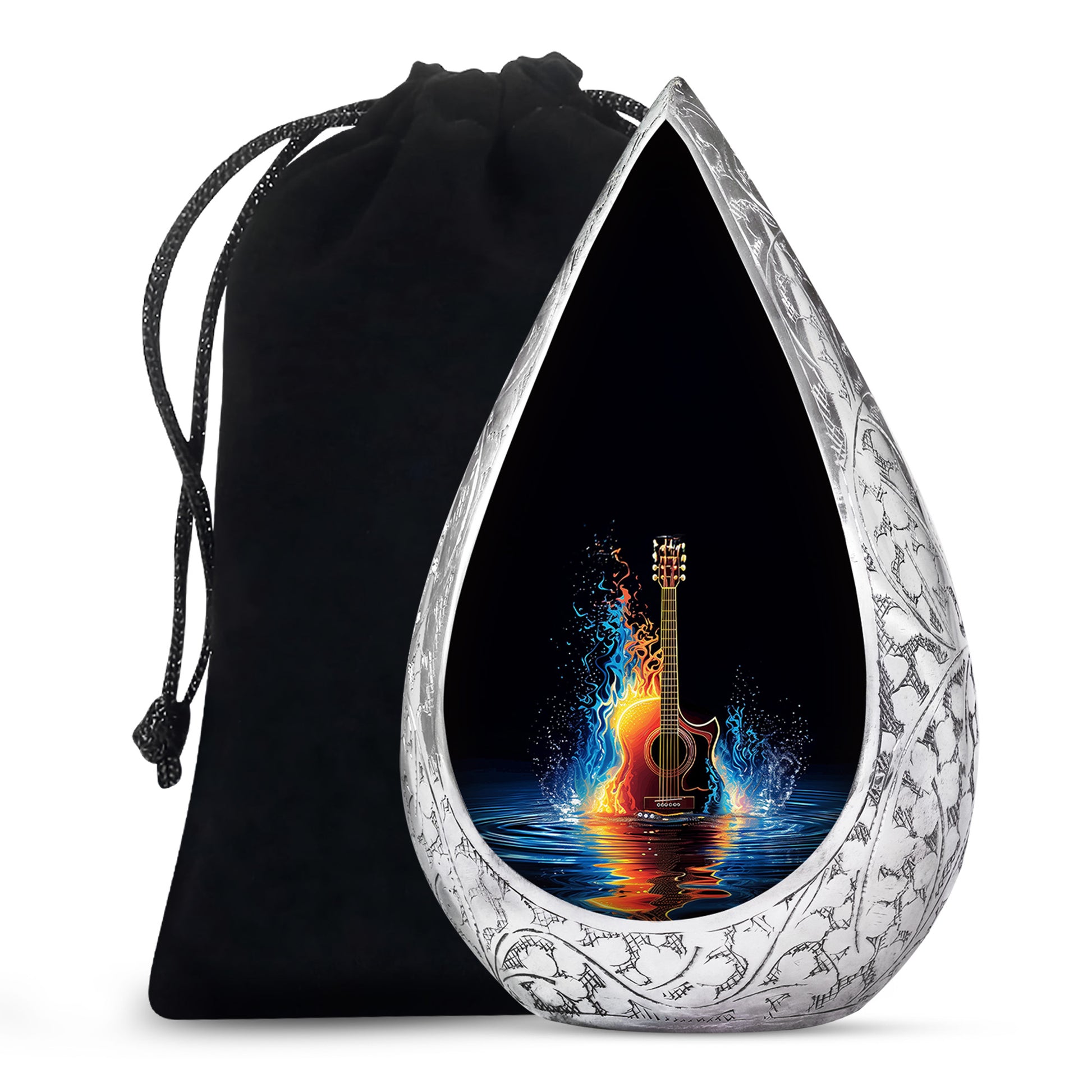 Fire & Water Cremation Guitar Urn - Artistic Funeral Urn For Human ashes