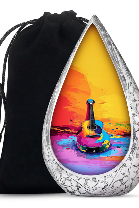 Multicolor Guitar Cremation Urn - Memorial Urn For Ashes
