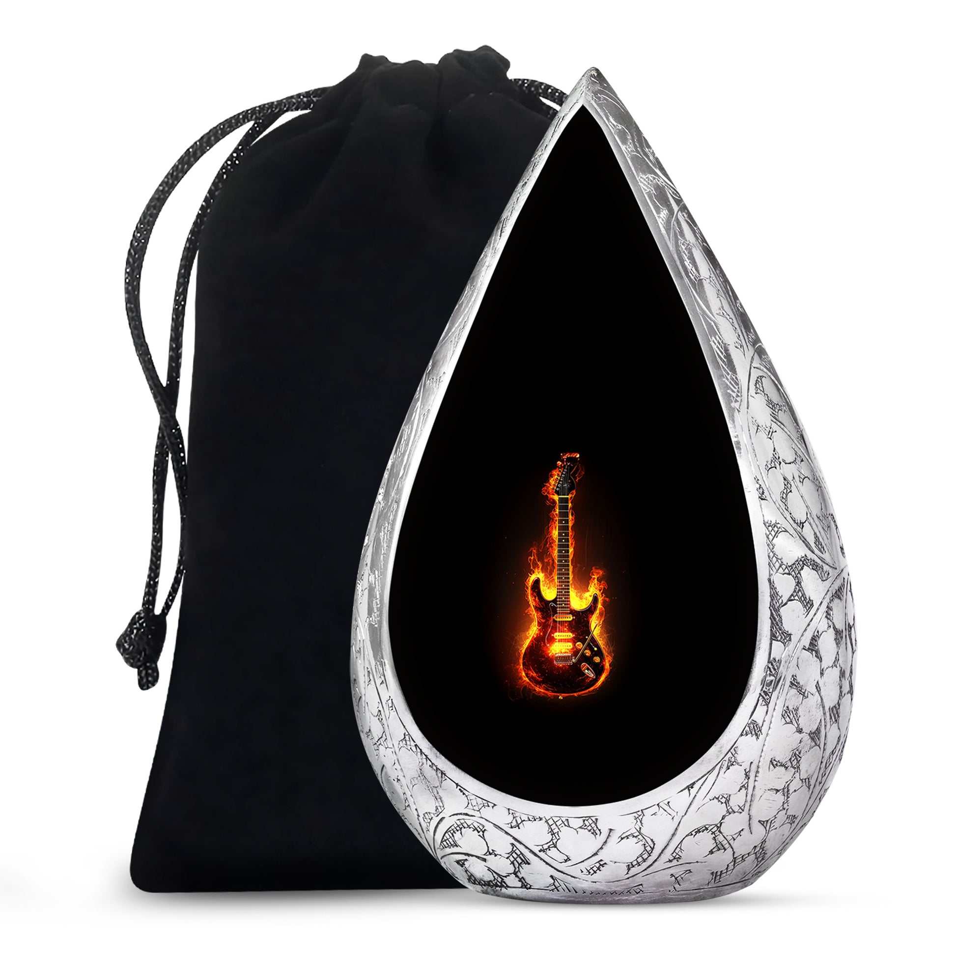 Flame Guitar Cremation Urn - Premium Urn For Human Ashes
