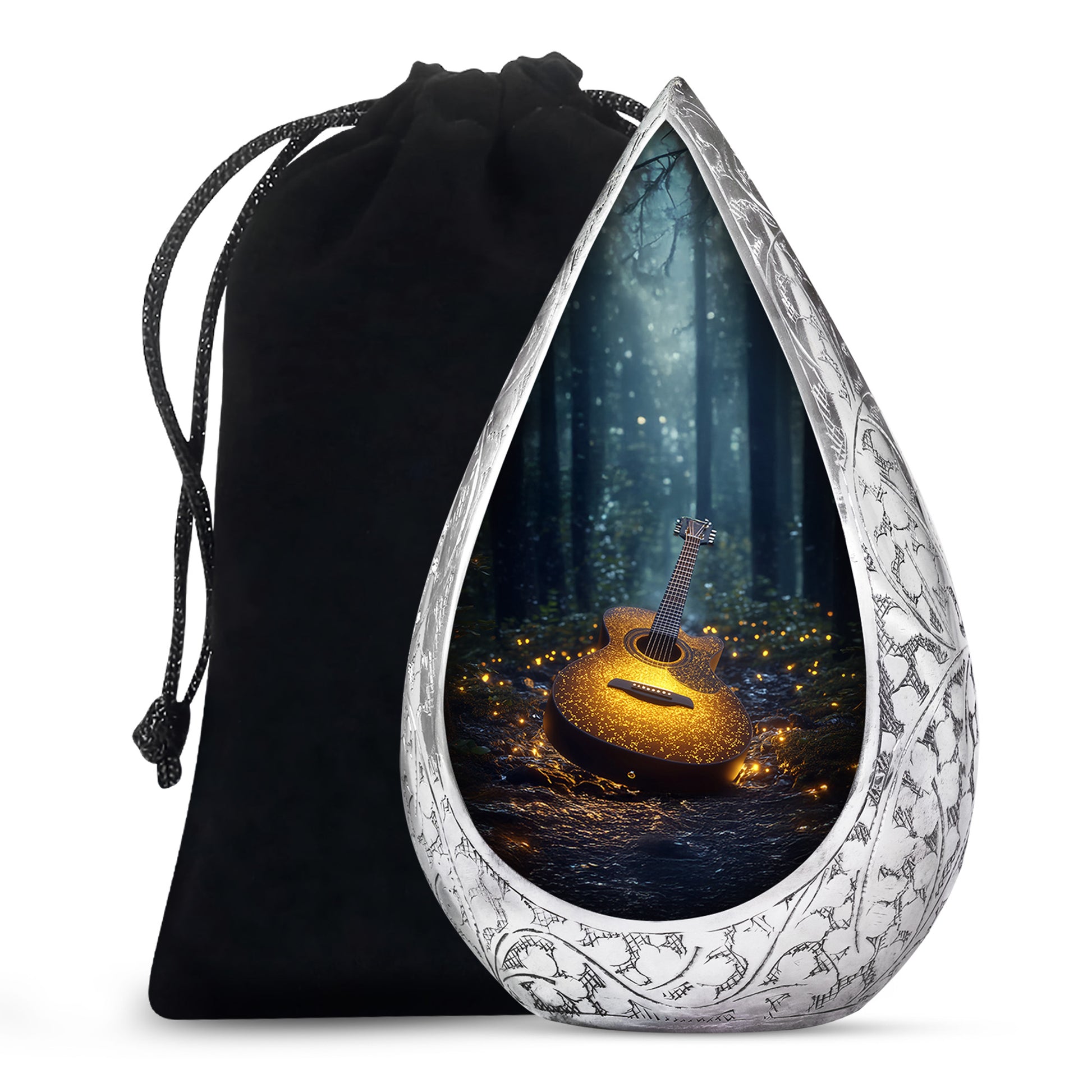 Gloden Guitar Memorial Urn - Premium Cremation Urn For Loved One Ashes