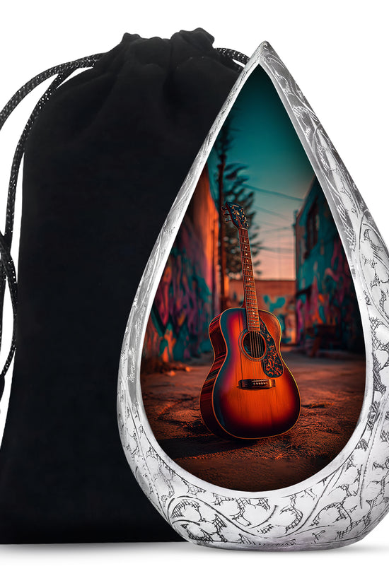 Street Art Guitar Memorial Urn - Unique Urn For Adult Ashes