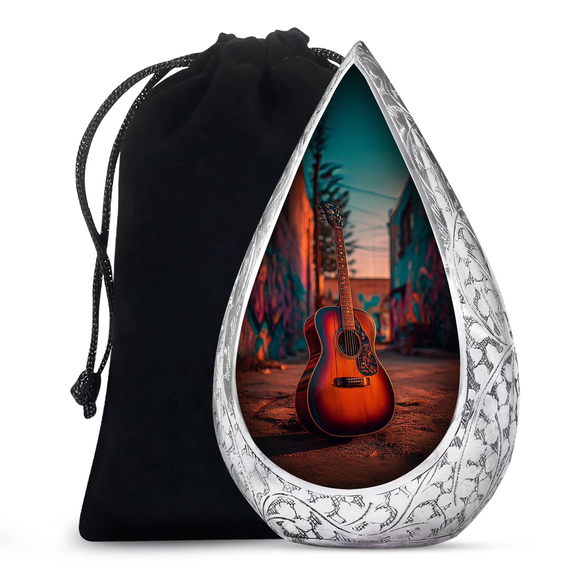 Street Art Guitar Memorial Urn - Unique Urn For Adult Ashes