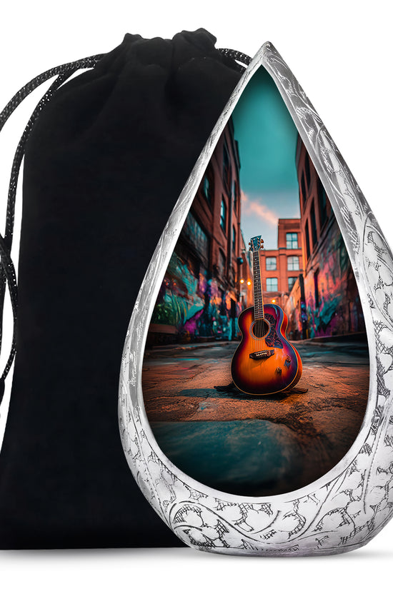 Modern Guitar Memorial Urn - Large Adult Cremation Urn For Ashes