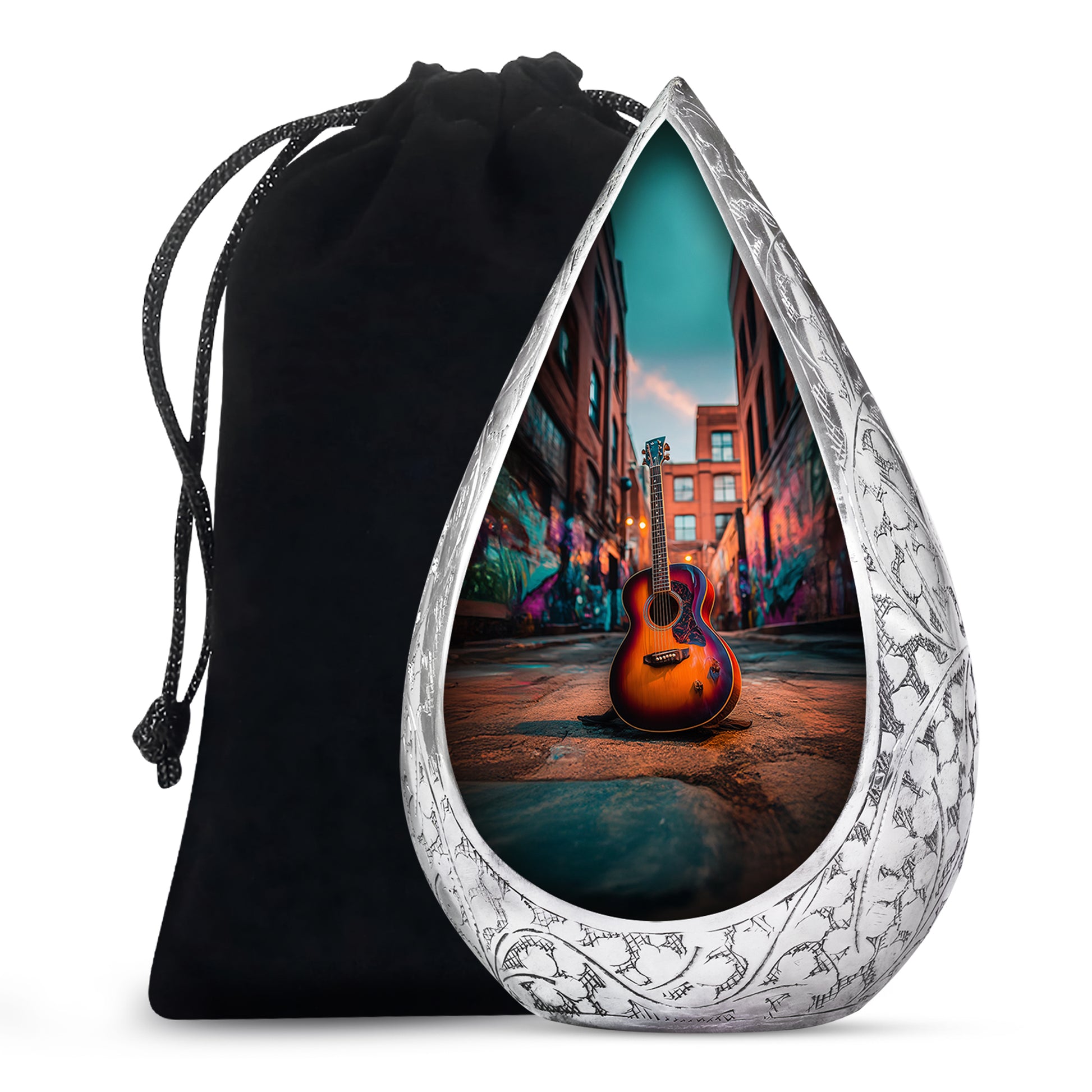 Modern Guitar Memorial Urn - Large Adult Cremation Urn For Ashes