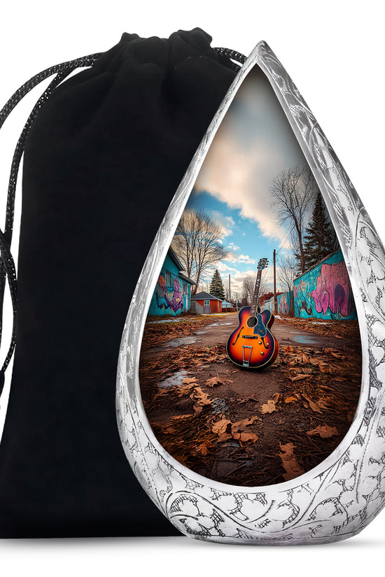 Guitar Memorial Cremation Urn - Music Theme Funeral Urn for Human Ashes